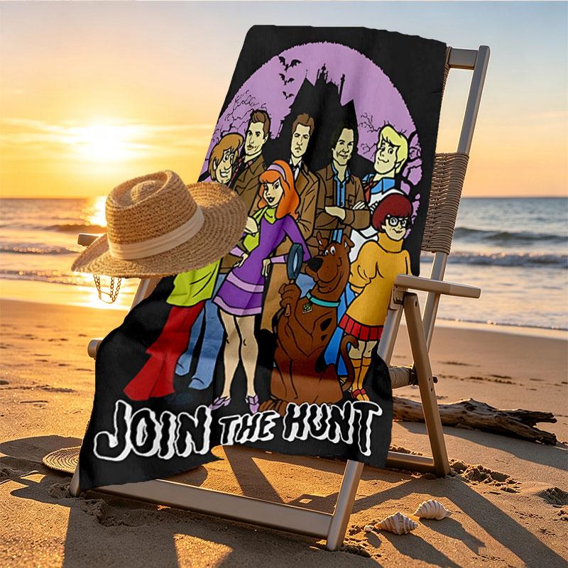 Scooby Print Beach Towel Design, Soft, Lightweight. for Home Bathroom, Spa, Pool, Yoga, Surfing, Camping, Gift for Family, Friend