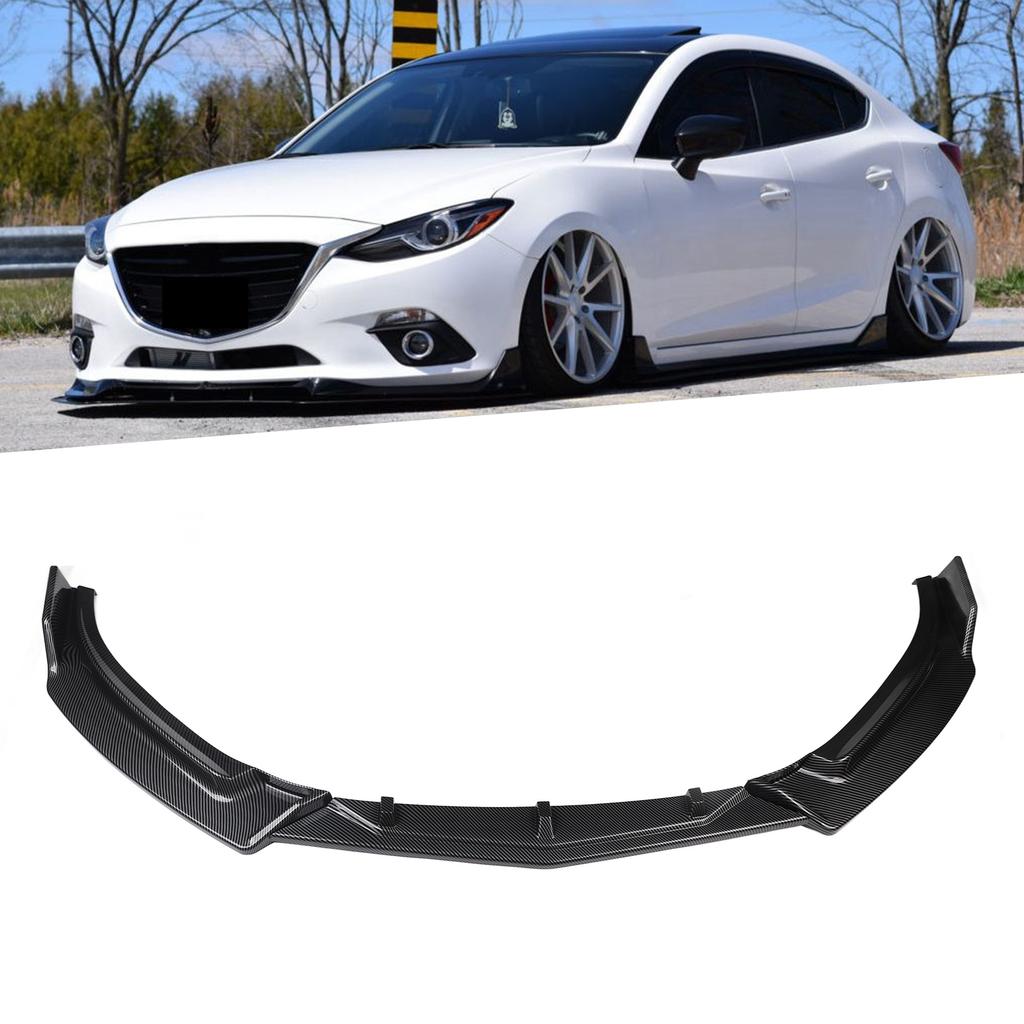3pcs Carbon Fiber Style Front Bumper Lip Spoiler Fit for Mazda 3 Axela 2014‑2019