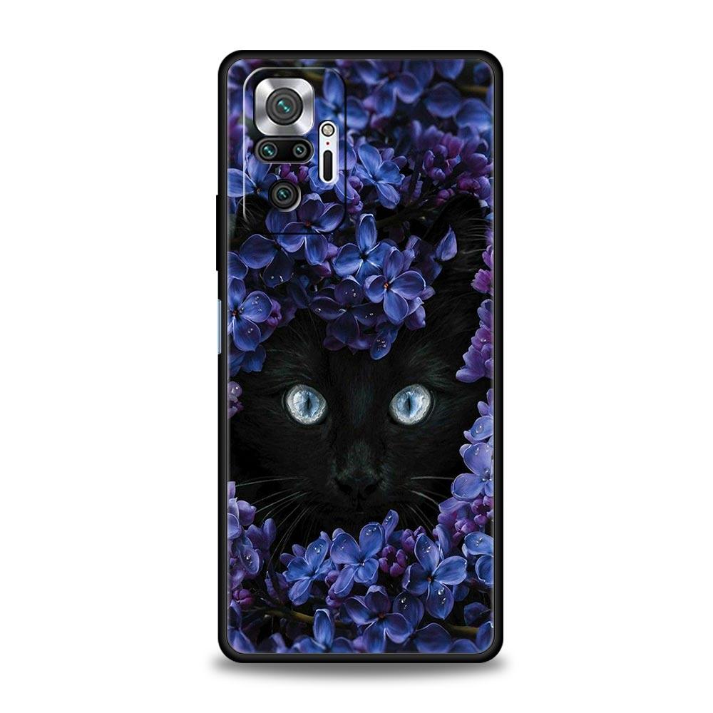 Милый чехол для телефона с кошкой-детективом для Xiaomi Redmi Note 14 13 5G 10 11 12 Pro Plus 4G 14C 13C 12C 10C Черный