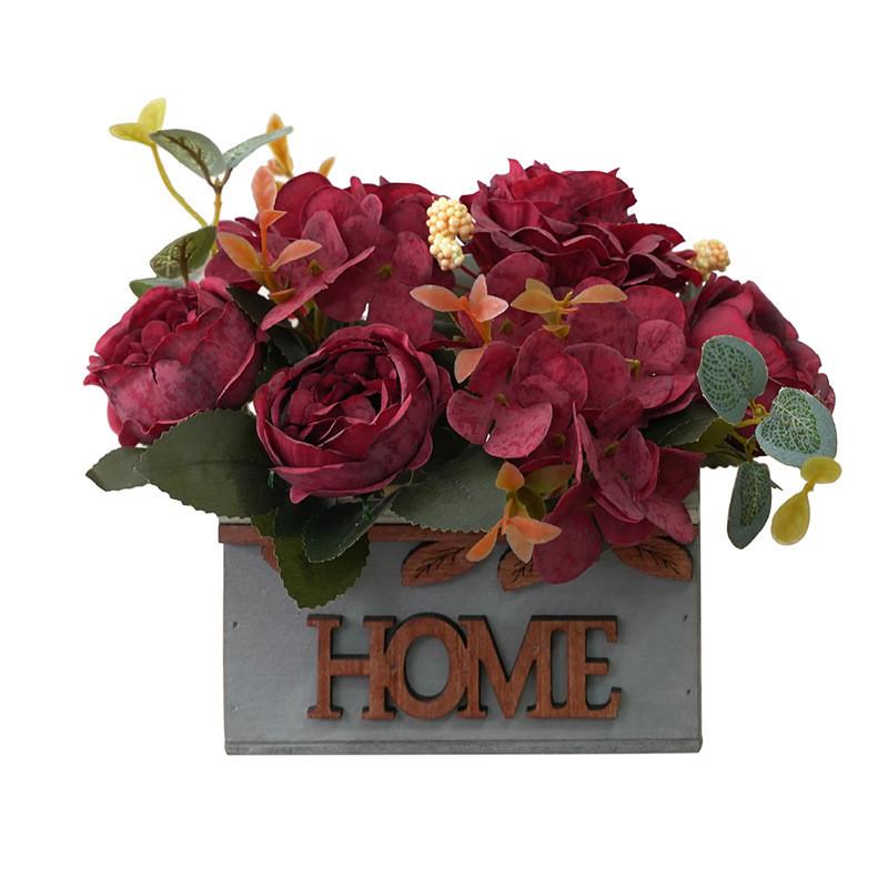 Artificial Peony Flower In Pot With Silk Material For Table Centerpiece And Event Decor
