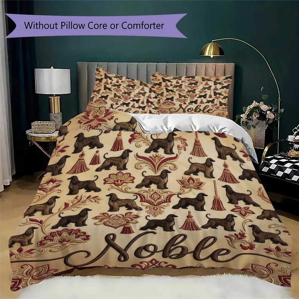 Classical Hound Painting Pattern Bedding uilt Set uilt Cover Pillowcase Home Decoration Birthday Gift (1 * duvet cover + 2 * pillowcase without core)