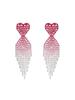 Luxurious Valentine's Shiny Diamond Heart Tassel Earrings for Women - Fashion Peach Heart Studs.