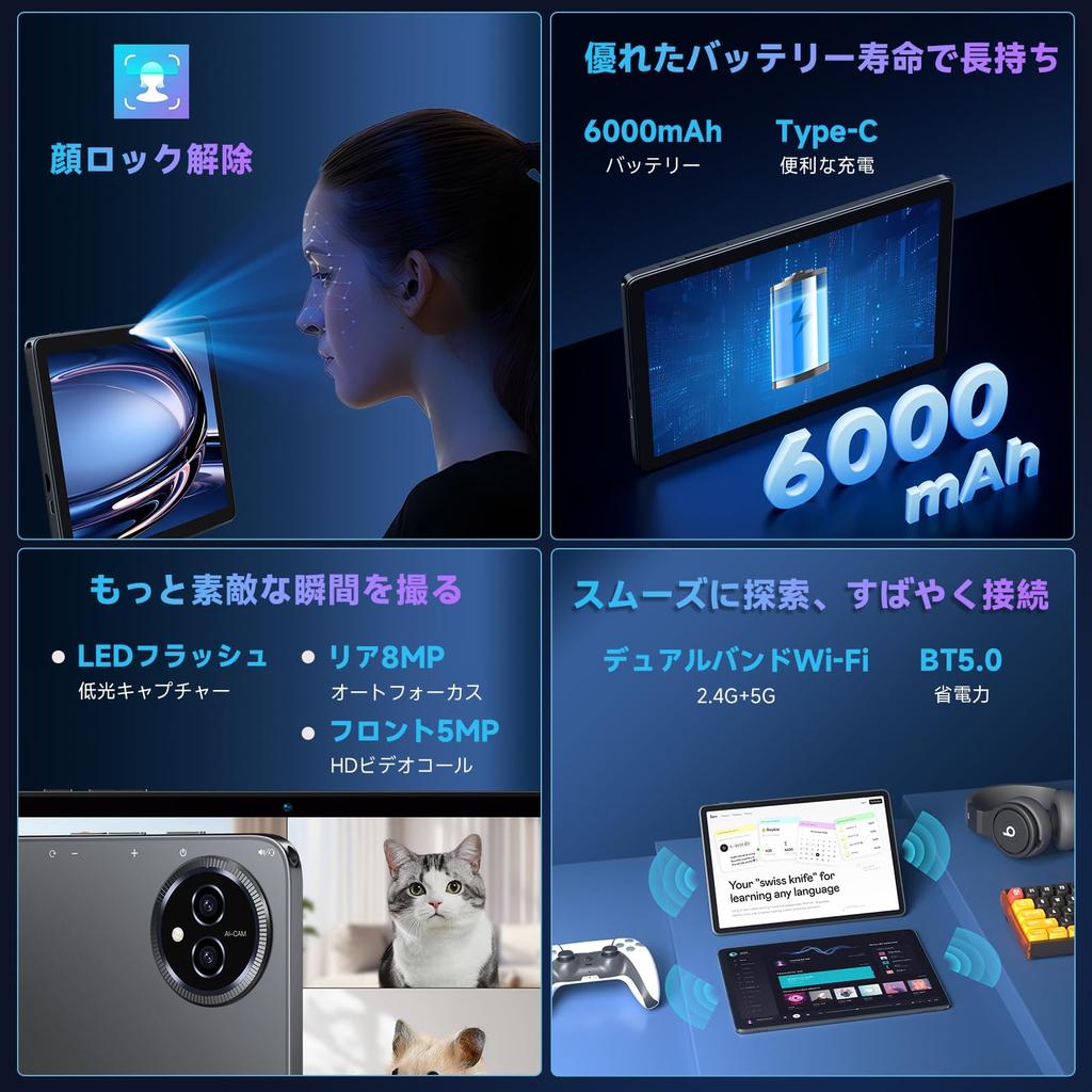 Android 15 Bmax I10 Plus Android 15 12GB 128GB 1TB Widevine L1 Netflix CPU T606 6000mAh Charging 5G WiFi OTG Face Recognition Wireless Projection