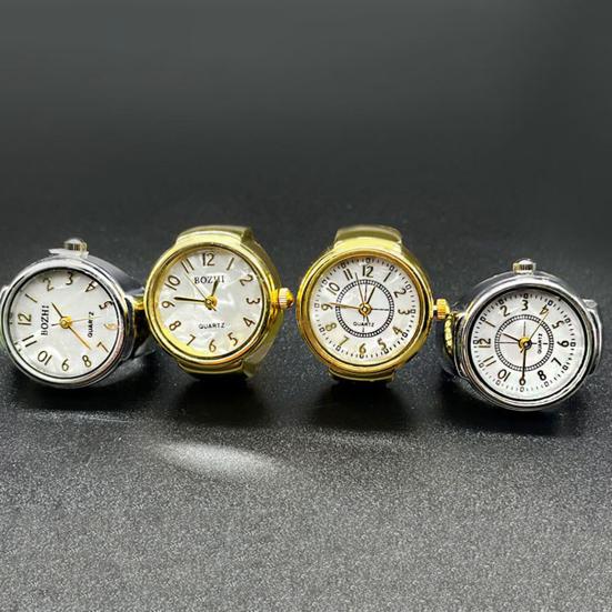 Часы с кольцом для мужчин и женщин, эластичные часы на палец, кварцевые часы с прозрачным круглым циферблатом на День святого Валентина