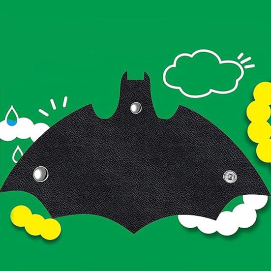 Bat Shape Key Holder Faux Leather Protector with Keychain Portable Key Organizer for Pocket Handbag Men Women Housekeeper