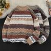 Men's Retro Korean Striped Ethnic Sweater - Loose Casual Winter Pullover
