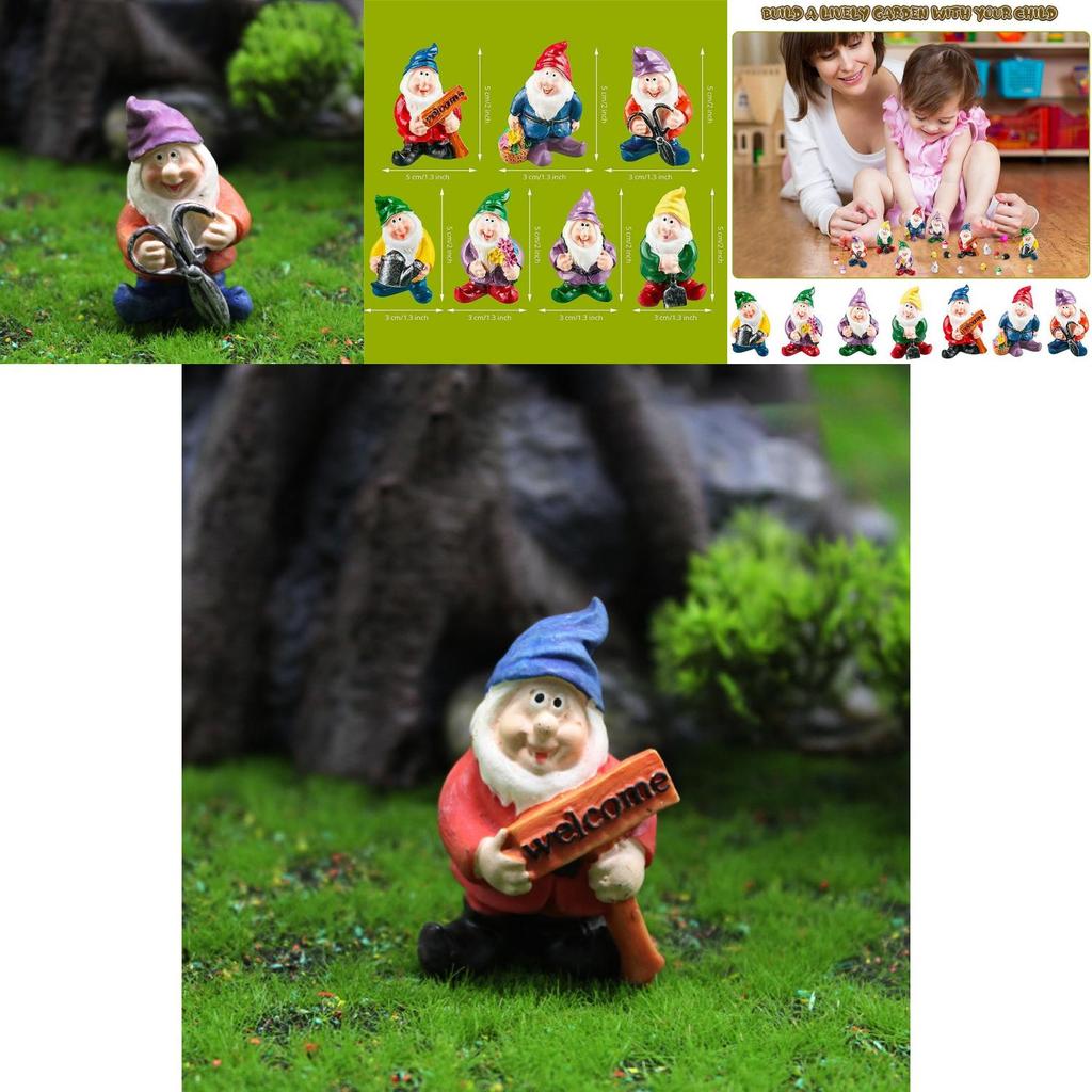 Очаровательные 7 шт. Мини-статуэтки гномов, идеально подходящие для красочного гномьего ландшафта и украшения сада