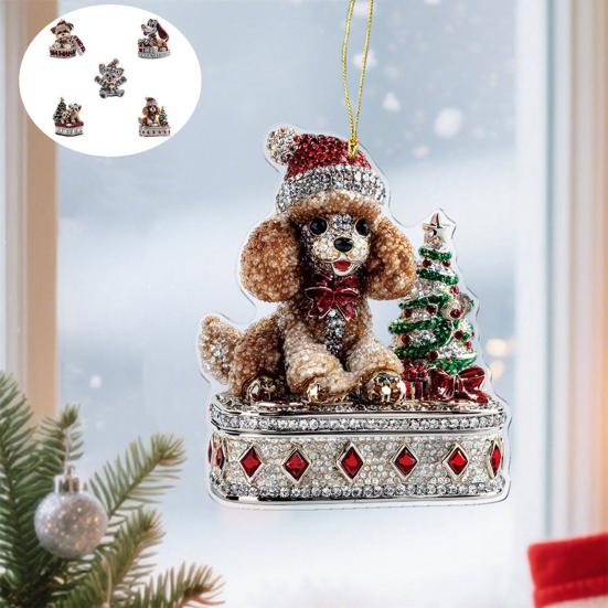 Рождественское украшение 2D плоский акриловый Санта-Клаус/Снеговик/Щенок елочные подвески для праздничной елки