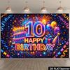 Светящийся 2D Баннер на 10-й День Рождения - Неоновый Фон «Счастливого 10-го Дня Рождения» для Мальчиков и Девочек, Фотозона