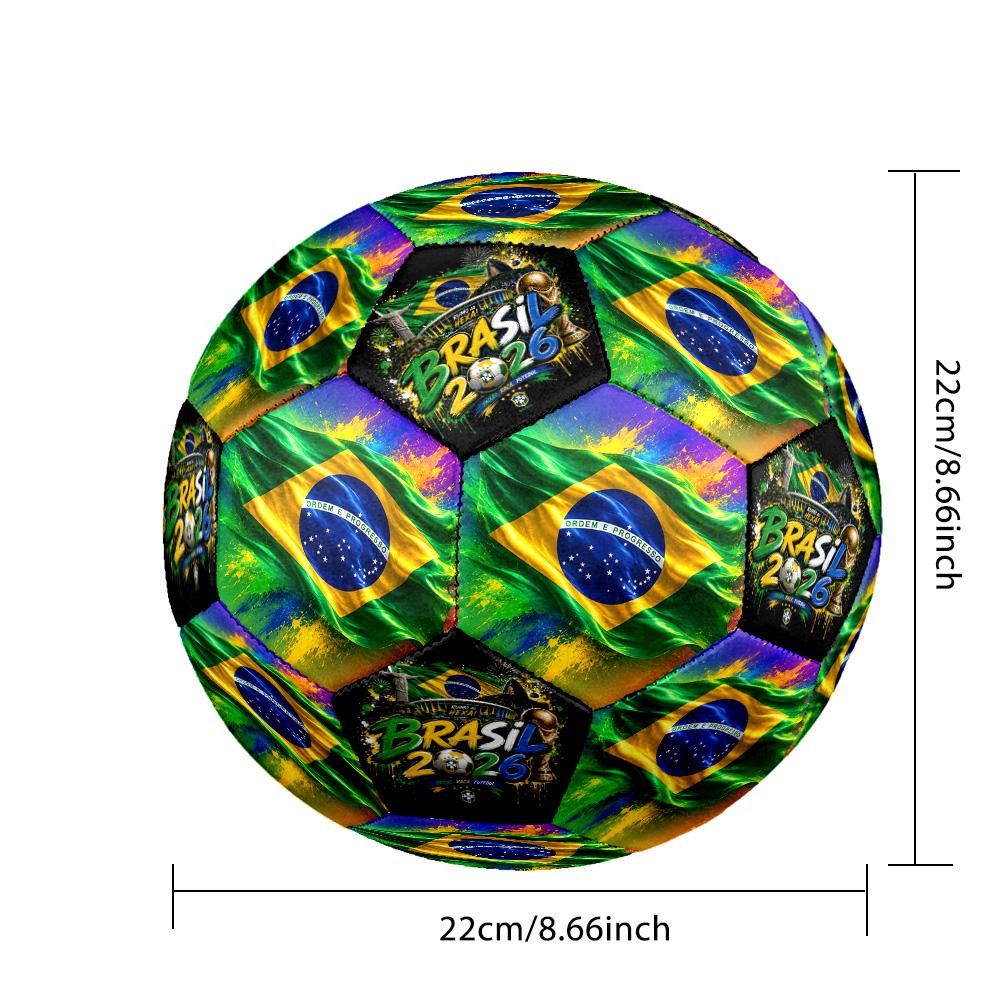 Brazilian Flag Art Soccer Ball Size 5 Football Machine-Stitched Indoor/Outdoor Training and Matches for Football Accessories
