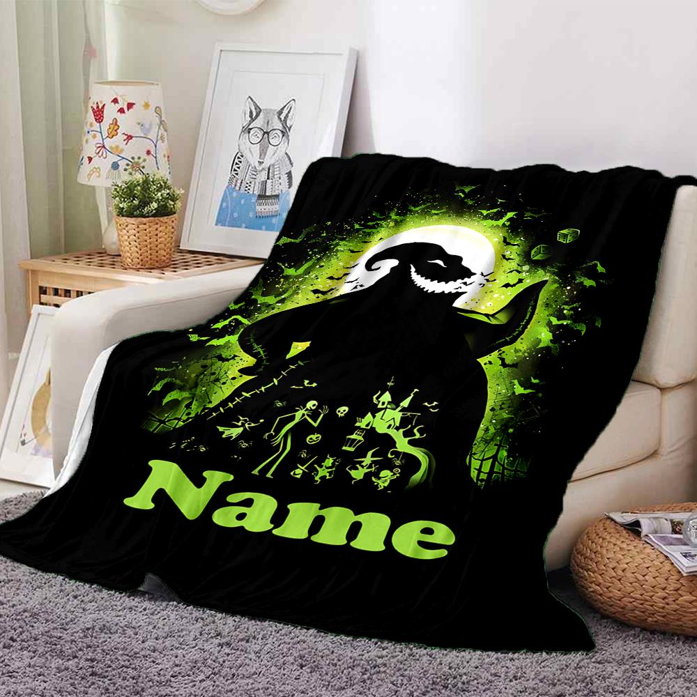Custom Name The Nightmare Before Christmas Theme Printed Blanket - Perfect for Couch, Bed, Travel & Outdoor Use | Machine Washable, Cozy & Durable.