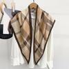 Simple plaid printing imitation silk scarf scarf multi-functional shawl herringbone velvet triangle scarf scarf