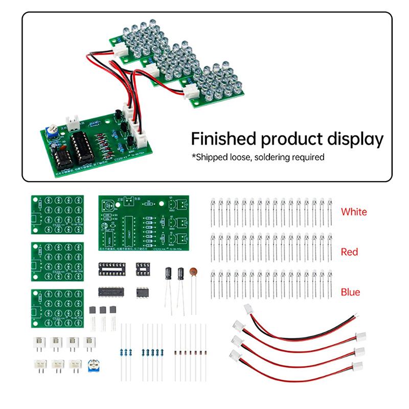 Cd4017+Ne555 Красный Белый Синий Светодиодный Водяной Свет Производство DIY Набор Сварка Обучение Электронный Модуль Запчасти Tj-56-715 Постоянный ток 12 В