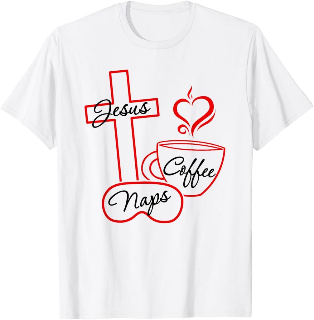Jesus Coffee Naps Faith Lover Believer Christmas Christian T-Shirt