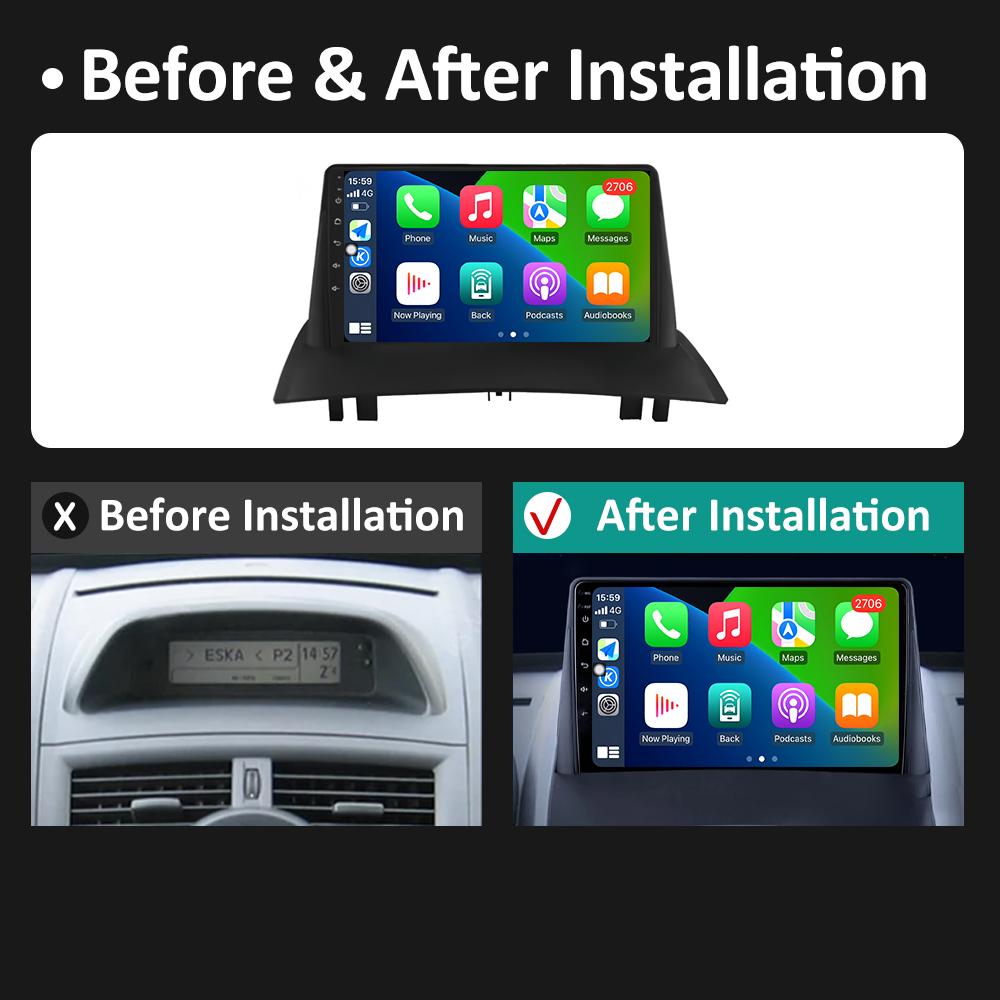 Для Renault Megane 2 2002 2003 2004 2005 - 2009 Беспроводная навигация Carplay GPS Android 14 DSP Стерео Авторадио Сенсорный экран 4G