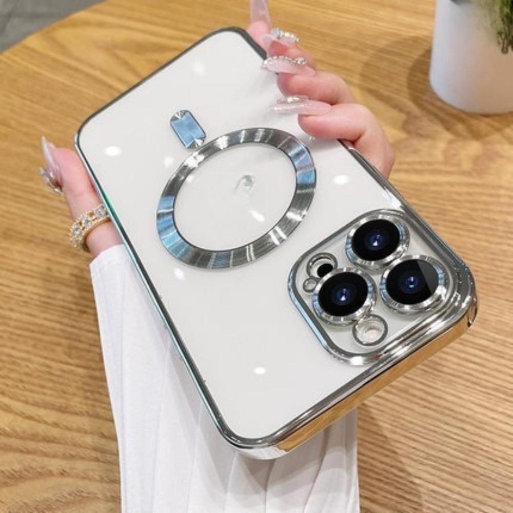 **Гальванизированный Магнитный Чехол для Телефона с Зарядкой для iPhone 18 Pro Max 15 16E Полное Покрытие Защитная Пленка для Камеры