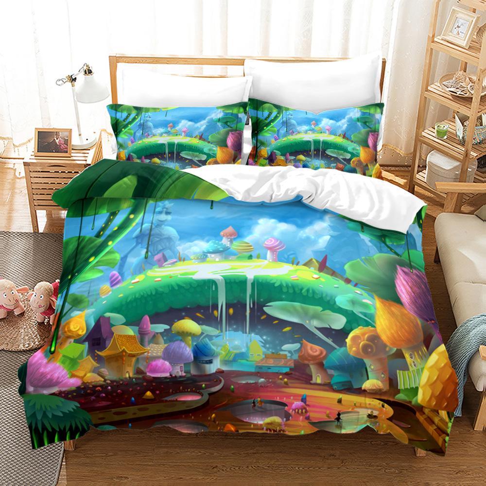 Dreamy Elf World Bedding Set Magic Mushroom Quilt Cover Pillowcase 2/3pcs King Queen Bed Cover Single Double Bed Home Textile