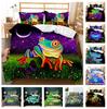 3D Animal Bedding Set Frog Down Duvet Cover Pillowcase 2/3pc Single and Double Soft Quick Drying Bed Cover Gift Home Textile