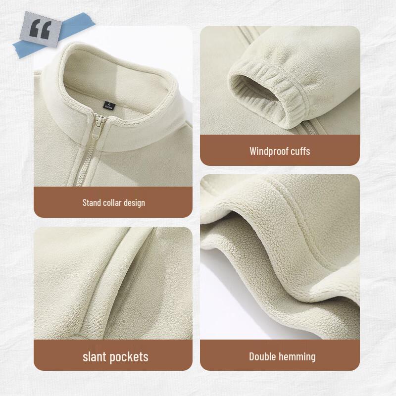 Jeanswest Men's Winter Fleece Stand-Collar Zip Jacket