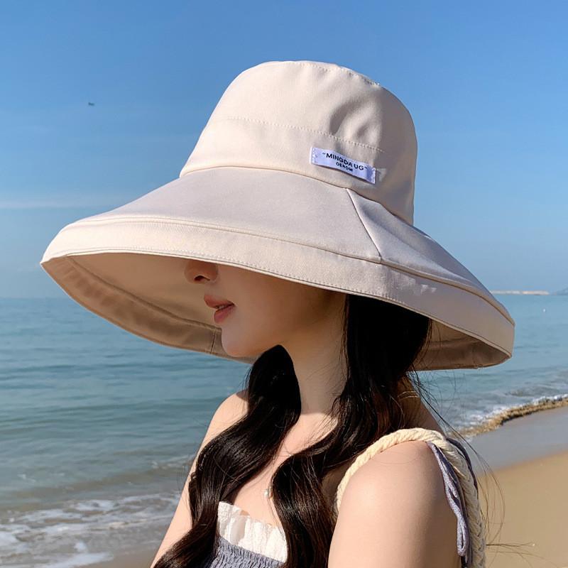 Summer Wide Brim Sunhat For Women Polyester Sun Protection Outdoor Beach Fashion Accessory