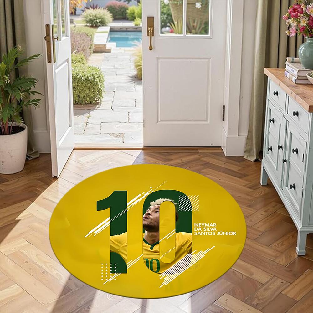 Neymar Round Carpet Suitable for Dining Room Entryway Game Room Balcony Antislip Round Carpet Anime Office Decor Perfect Gift for Friends Family