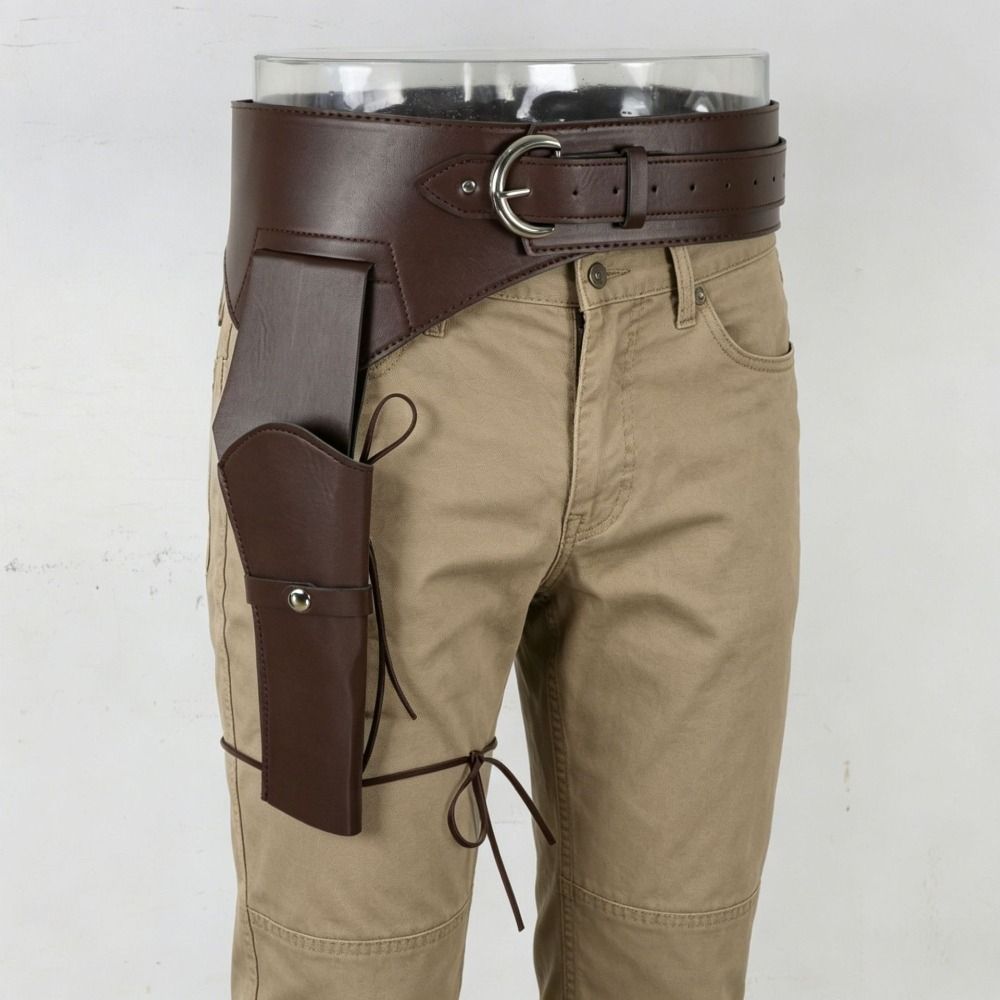 PU Leather Waist Strap Belt Pin-Buckle Adjustable Leg Pouch Cosplay Pouch Belt For LARP Cosplay