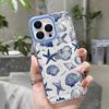 Роскошный чехол для телефона с узором из синих ракушек для iPhone 16 15 14 13 12 11 Pro Max 7 8 Plus 17 Pro Ударопрочный прозрачный силиконовый чехол