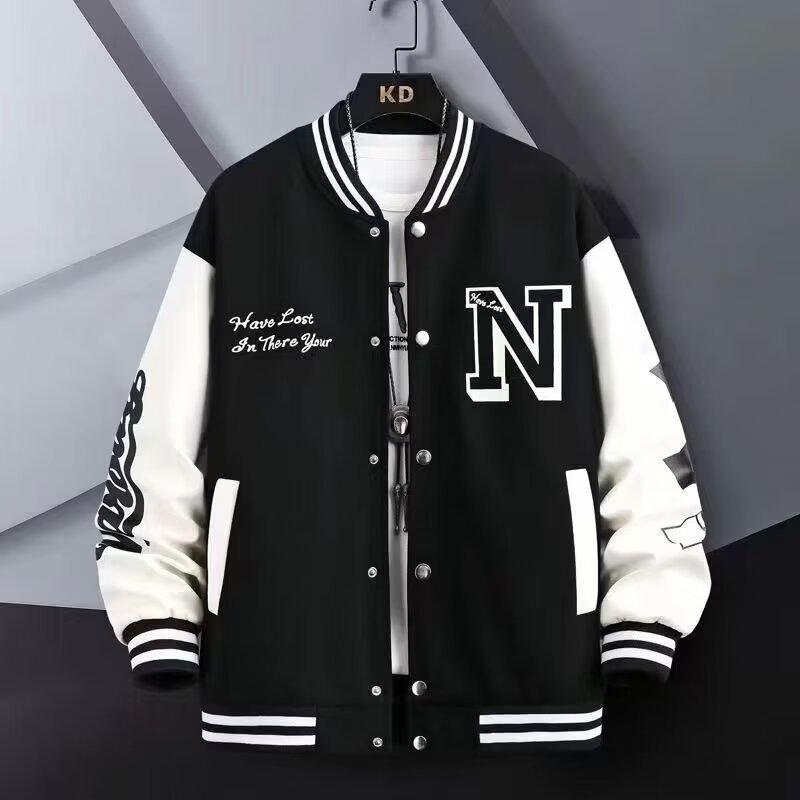 Loose Fit Men's Baseball Jacket American Couple Costume Autumn Winter Men Casual