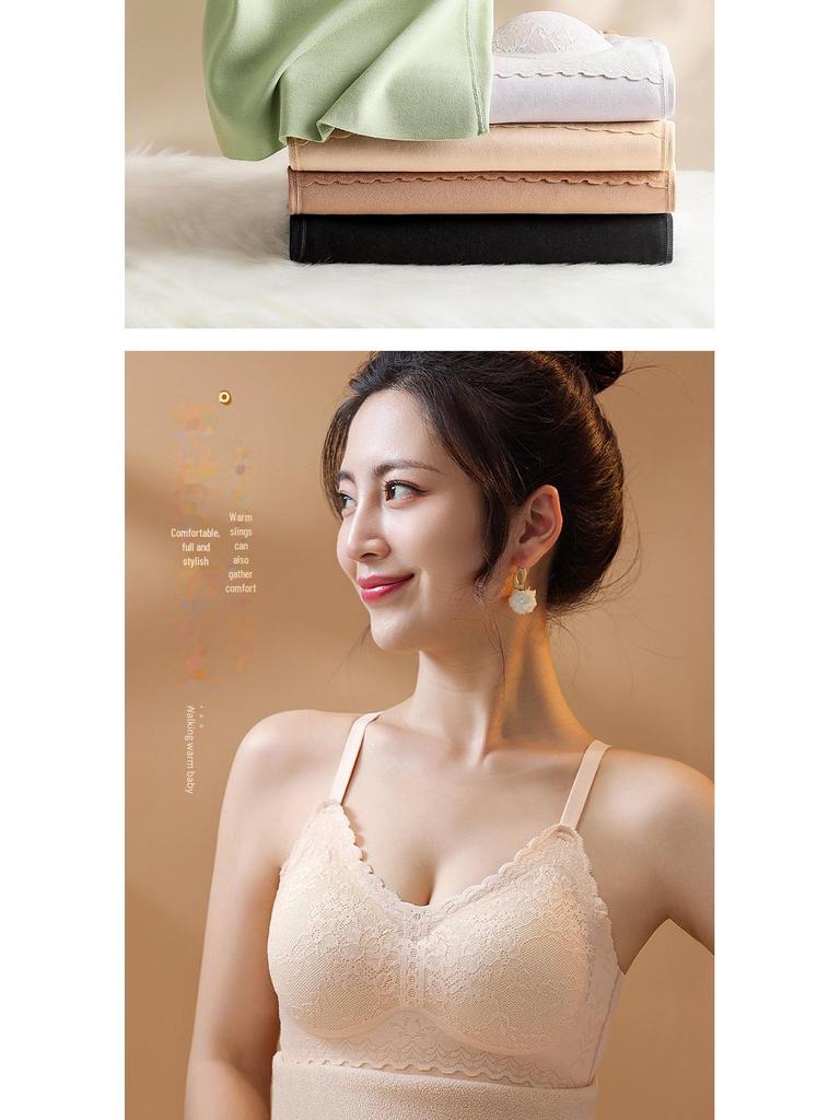 Женский двухсторонний бархатный жилет-комбинезон с нагрудными накладками, подкладкой из шелкового кашемира и бесшовным кружевным термобельем