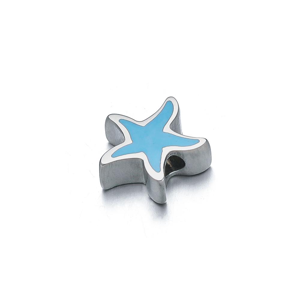 5Pcs 10mm Stainless Steel Morandi Color Enamel Starfish Beads Star Charm DIY Jewelry Making Summer Woven Bracelet Girls Findings