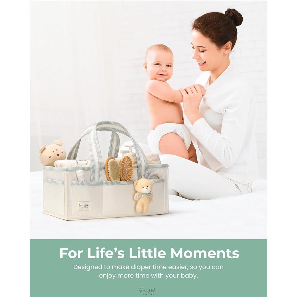 Portable diaper storage basket, baby baptism gift basket bag, nursery storage basket, suitable for newborn boys and girls