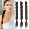 Synthetic Long Braided Ponytail Hair Extensions Wig For Women Black Pony Tail Hairpieces High Temperature Fiber