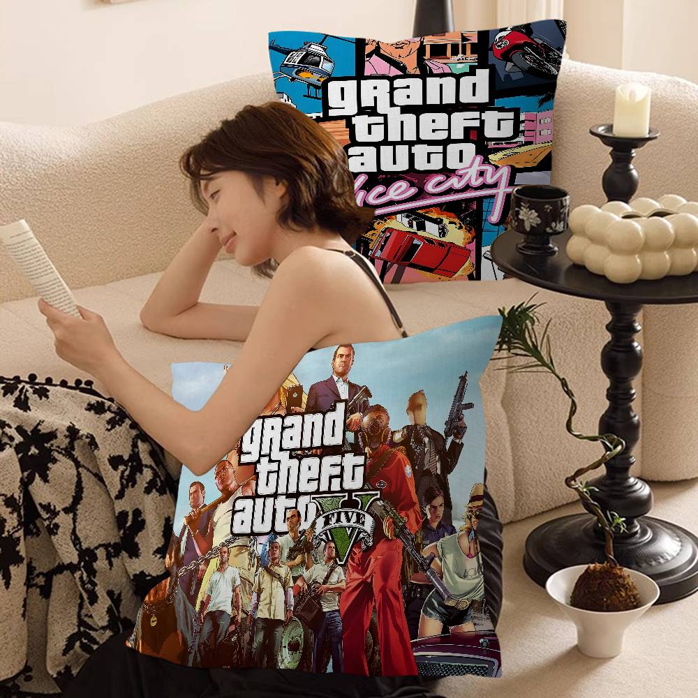 Игровой автомат Grand Theft Auto Наволочка Подушка-плед для дивана Автомобильная Наволочка для подушки Рождественский подарок 40x40см 45x45см