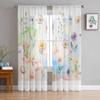 Watercolor Floral Hand-Painted Plants Sheer Curtains for Living Room Modern Home Decor Tulle Curtain Bedroom Voile Drapes