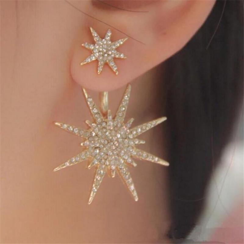 Full Rhinestones Diamond Crystal Stars Snow Hanging Punk Style Stylish Modern Luxury Stud Earring Women Jewelry