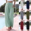 Summer Women's Casual Wide Leg Pants Loose Tie Front Pocket Solid Color Casual Ladies Work Casual Trousers