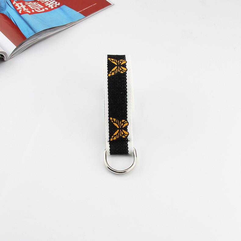 Унисекс тканевый пояс с рисунком бабочки, пряжка с двойной петлей для повседневной носки