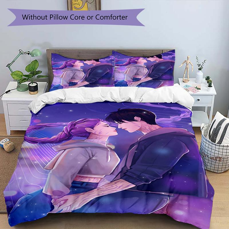 3pcs KPop Demon Hunters18 Design Cover Set - HD Printed Bedding with 1 Cover and 2 Pillowcases - Perfect for Home and Dorm Decor