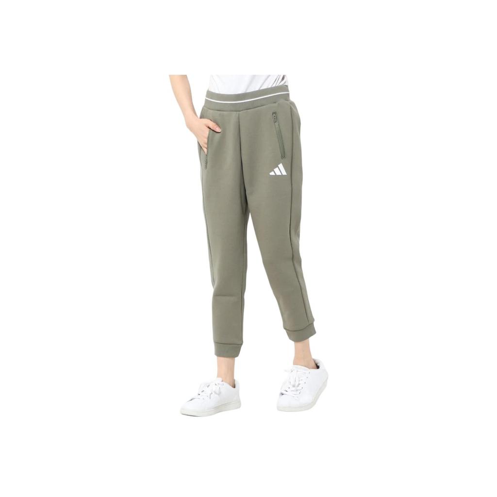Adidas Logo Print Cuffed Nine-Point Casual Sports Pants Women Pants Heritage-Green FM9324