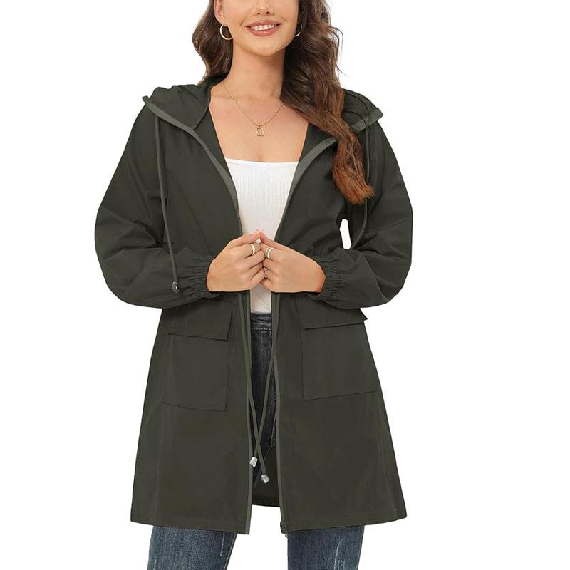 Rain Jacket for Women Waterproof with Hood Active Outdoor Long Rain Coats Packable Raincoat Lightweight Windbreaker