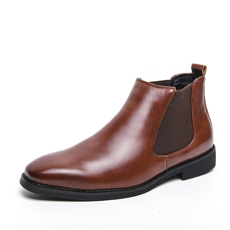 Classic Retro Leather Mens Chelsea Boots Brand Designer Italy Dress Boots Men Casual Handmade Business Ankle Boots Big Size 48