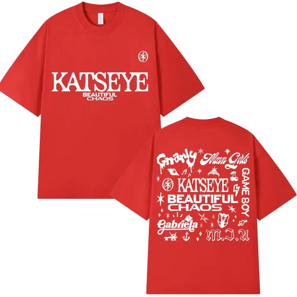 Корейская Katseye Красивый Хаос Тур Футболка Kpop Винтажная Харадзюку Мода Y2K Мужские Женские Футболки Хлопок Свободная Футболка Подарки для Фанатов