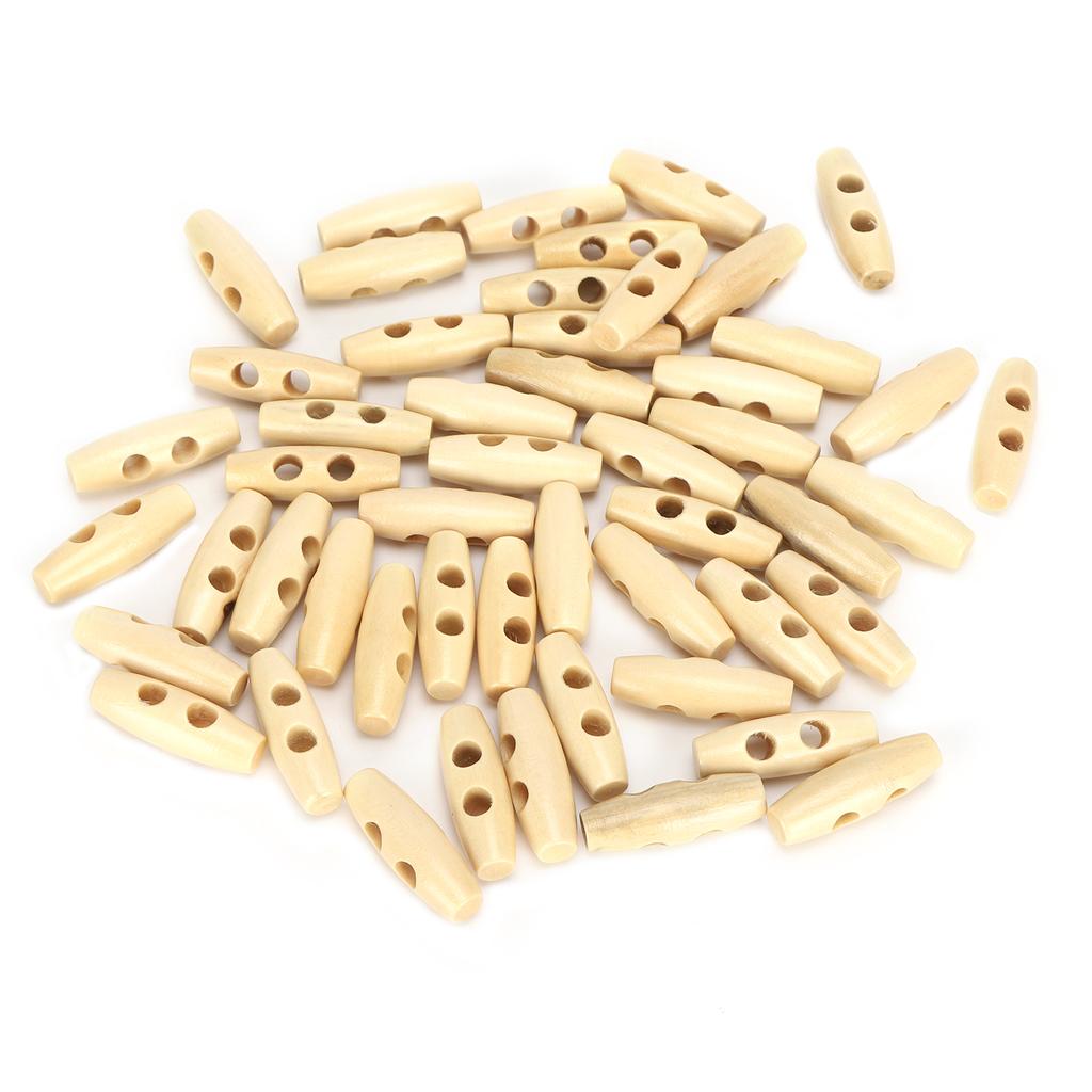 50Pcs Buttons OliveShaped CreamColored Wooden Buttons Cloth Sewing Accessories 30mm