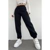 Women's Black Winter Thick Inner Fleece High Waist Basic Jogger Sweatpants