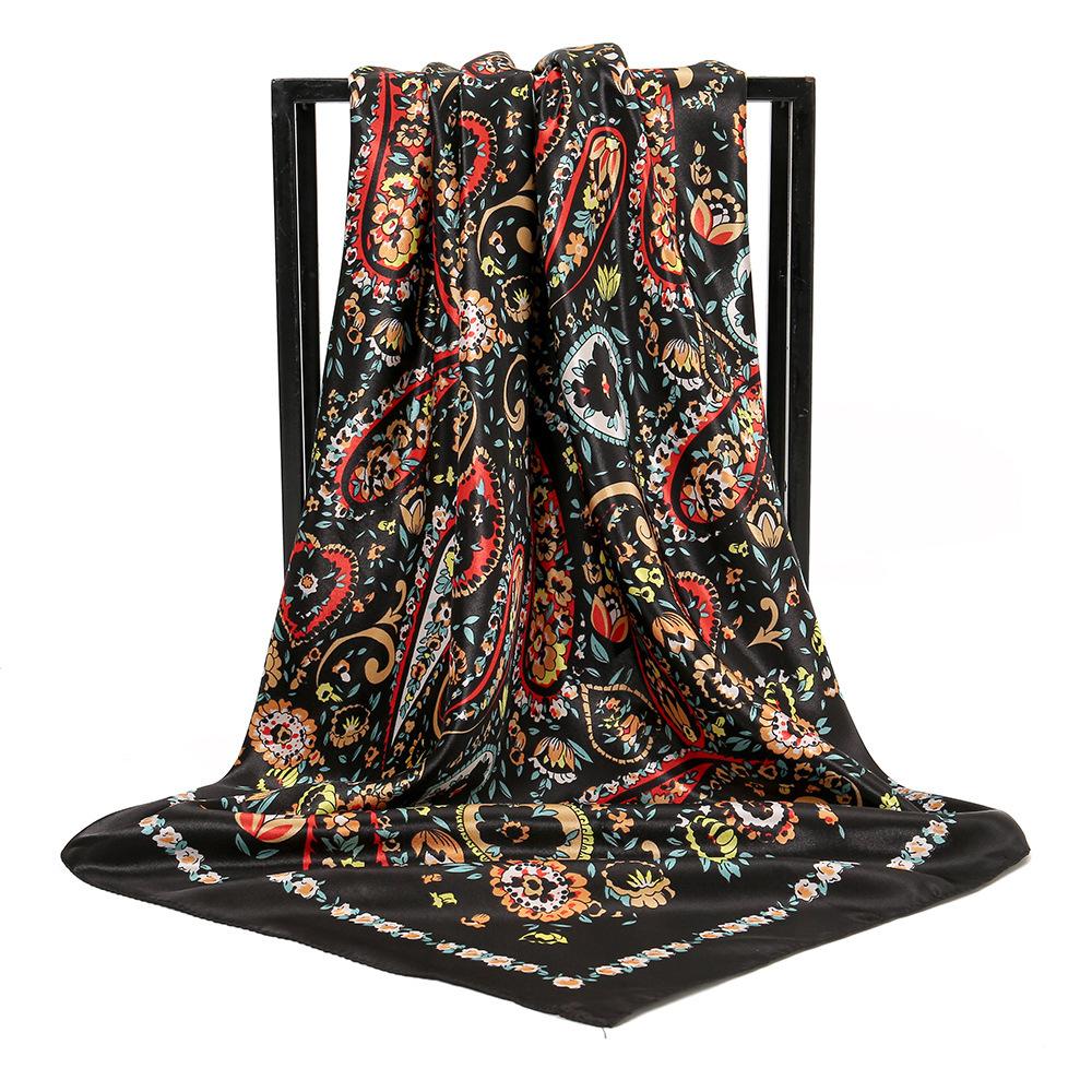 Spring and Autumn Women's Cashew Print Square Scarf Fashion Commuting Versatile Headscarf Stained Rose Square Scarf