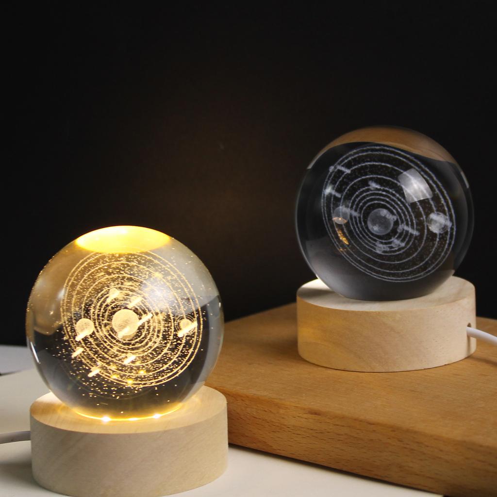 USB 3D Хрустальный шар Галактика Дед Мороз Сатурн Детский светодиодный ночник для спальни Атмосферный свет Креативные взрослые Рождественские подарки