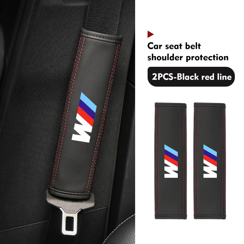 MLKH2 For BMW Leather Car Seat Belt Shoulder Cover Protection Accessories E30 E34 E36 E39 E46 E52 E53 E60 E61 E62 E70 E71 E83