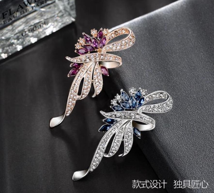 Броши-банты со стразами золотого цвета для женщин Брошь-бантик Высококачественные Броши Подарок