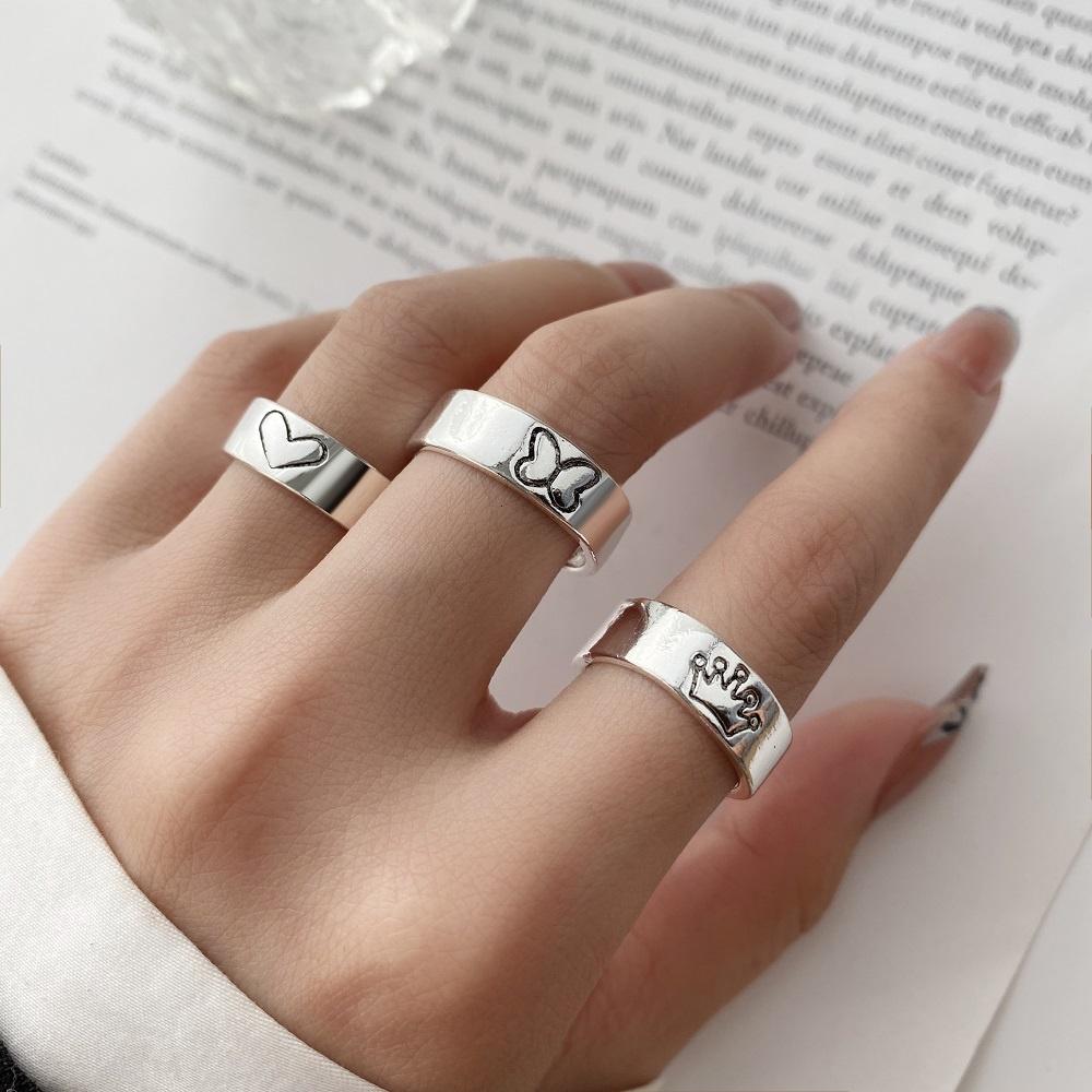 iF ME Модный комплект колец с бабочкой и сердцем, элегантные золотые, серебряные кольца для пар, аксессуары, ювелирные изделия