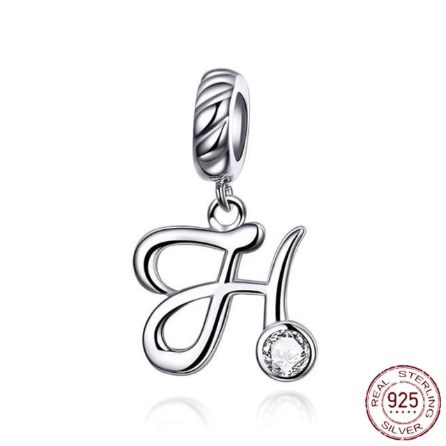 Браслет-подвеска из серебра 925 пробы с буквами AZ и буквами, бусины с именем для женщин, DIY кулон, изготовление ювелирных изделий